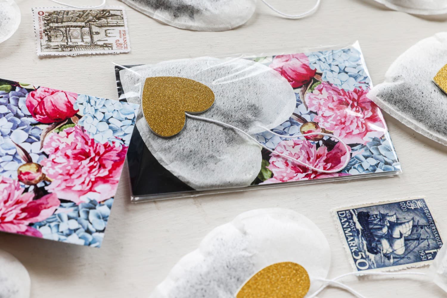 Heart Tea Favour, Peony Flowers | Elegant Wedding Guest Gifts | Szafirowe No. 5 - 2