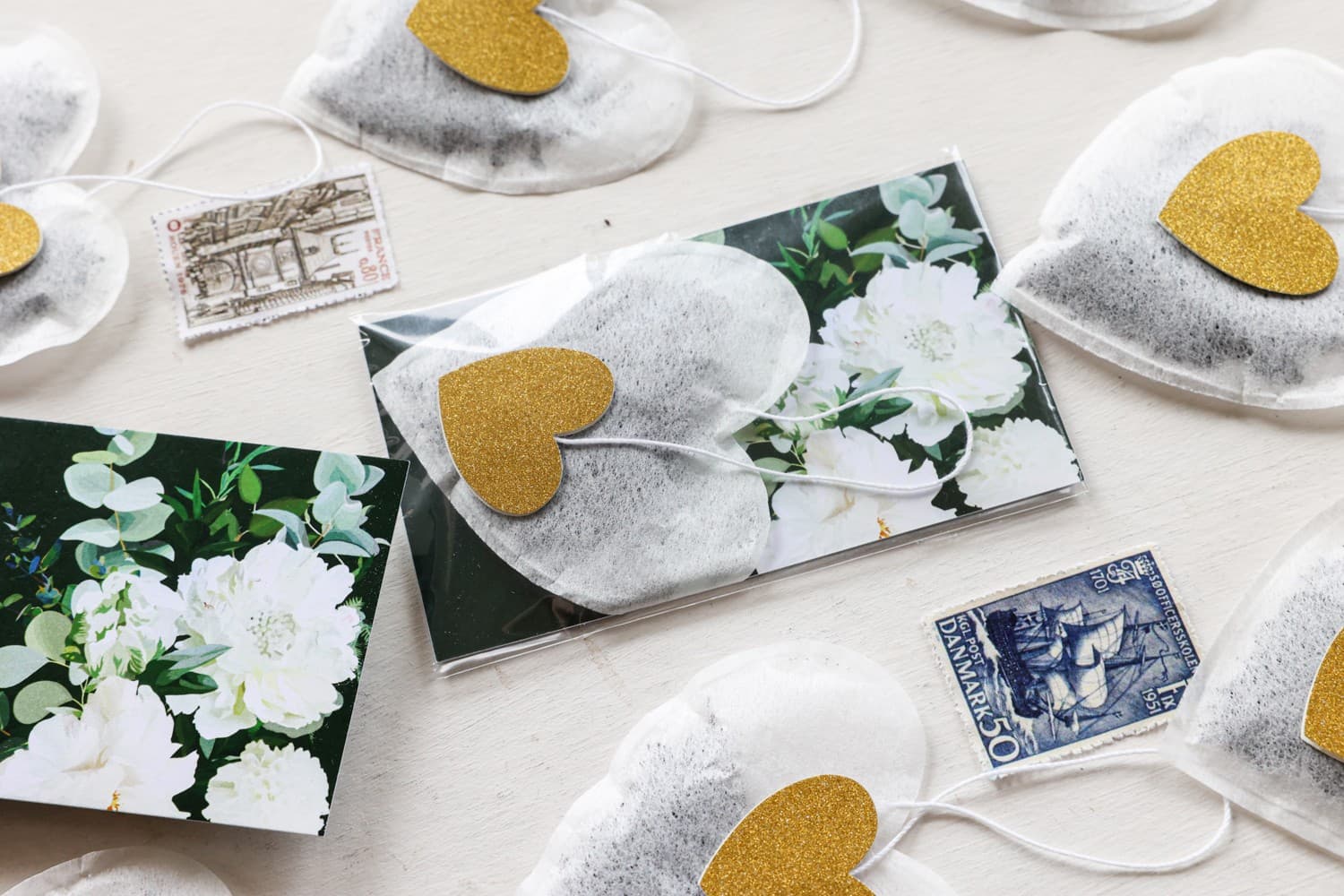 Heart Tea with Peonies and Hydrangea | Elegant Wedding Favours | Szafirowe No. 6 - 2