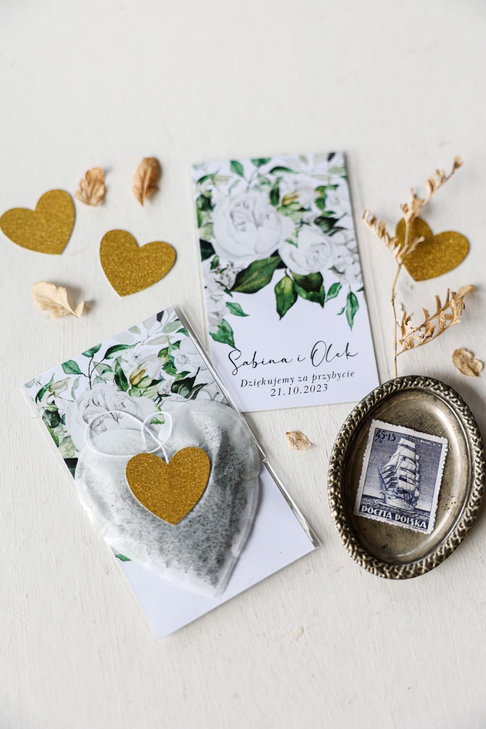 Wedding Favour Heart Tea with Pink Peonies - Rubin 11