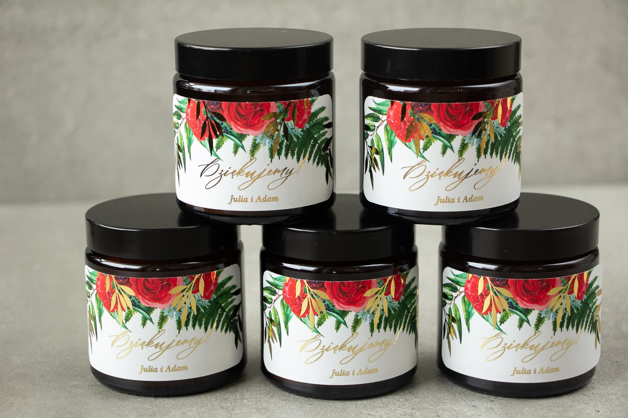 Sojakerze Rubin Nr. 8 – Goldveredelt mit Rose und Gastgeschenk - 3