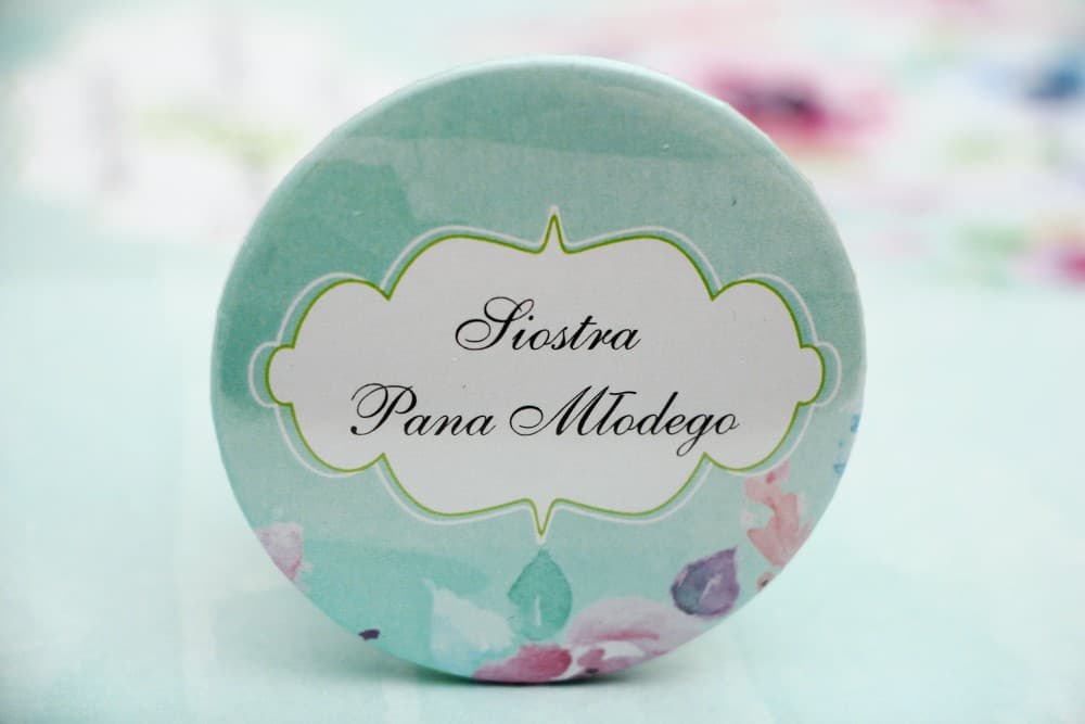 Hochzeits-Buttons Aquarell Wildblumen, Namensschilder für Gäste | Personalisierte Hochzeitsanstecker | Kollektion Felicja Nr. 17