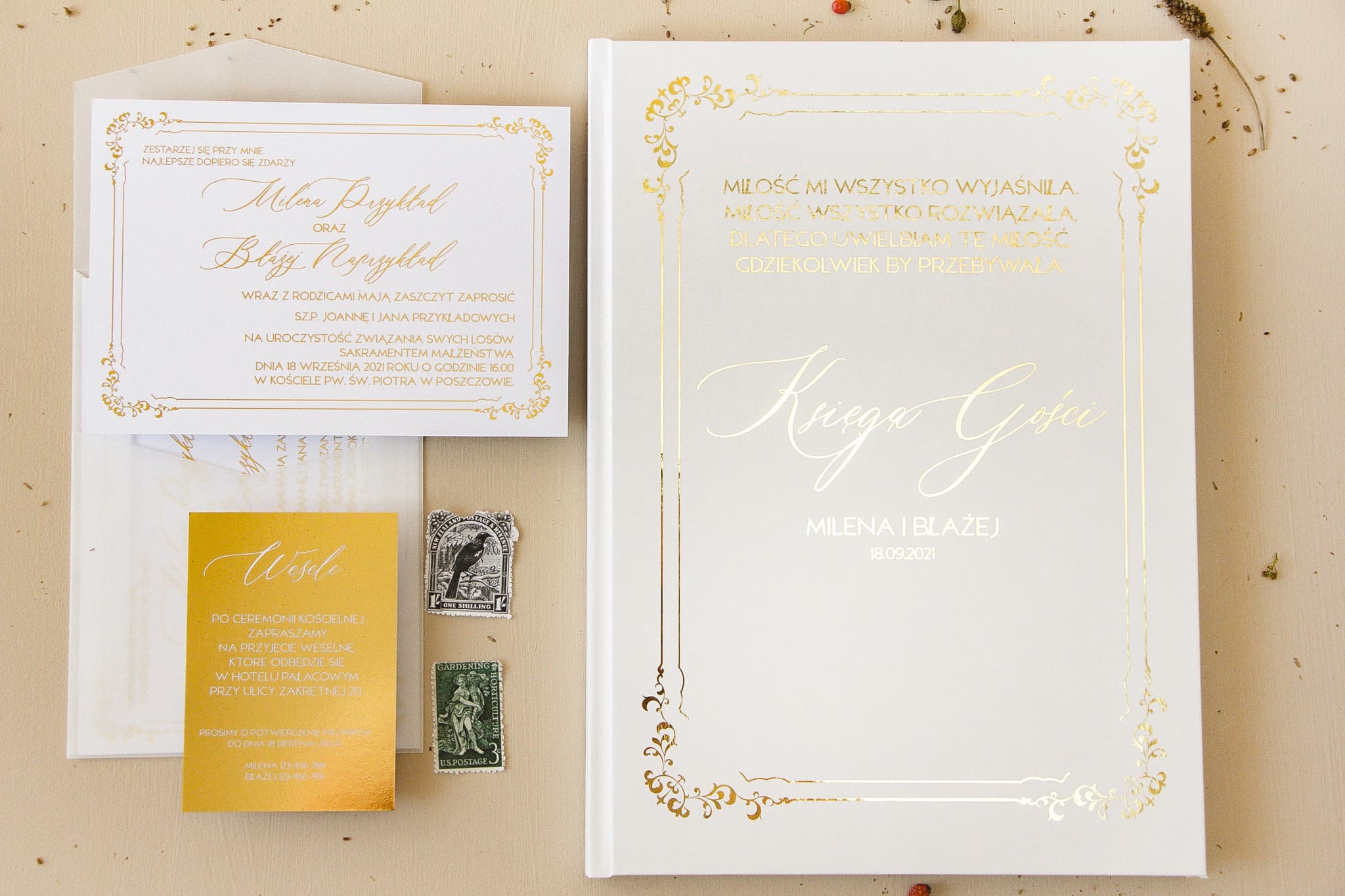 Eleganckes Gästebuch A4 Goldprägung Personalisiert | Hochzeitsalbum für Gästeeinträge | Sand Nr. 4 - 2