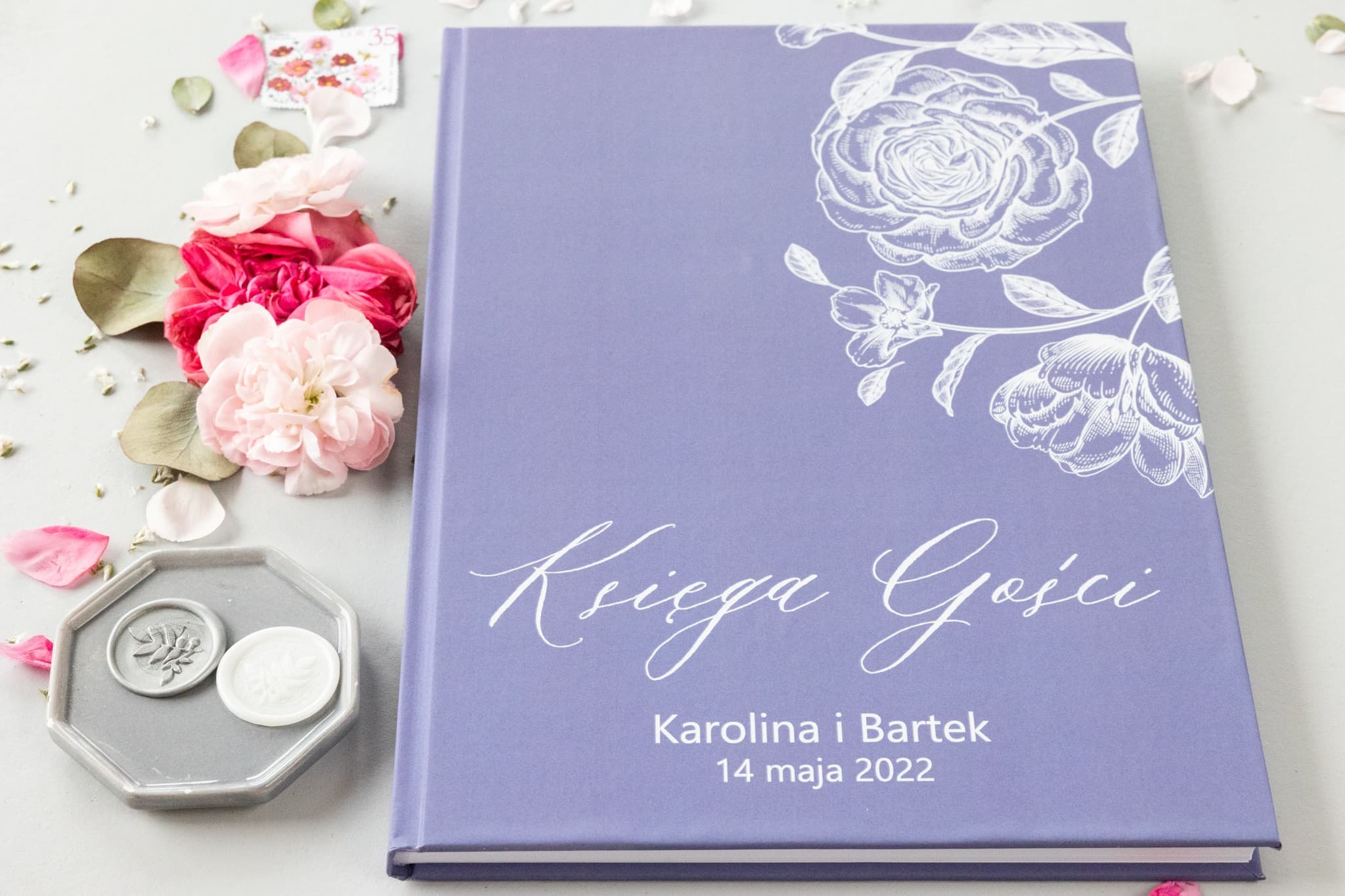 Modernes Gästebuch mit Umfrage und Fotos | Personalisiertes Hochzeitsalbum A4 | Nefryt Nr. 3 - 2