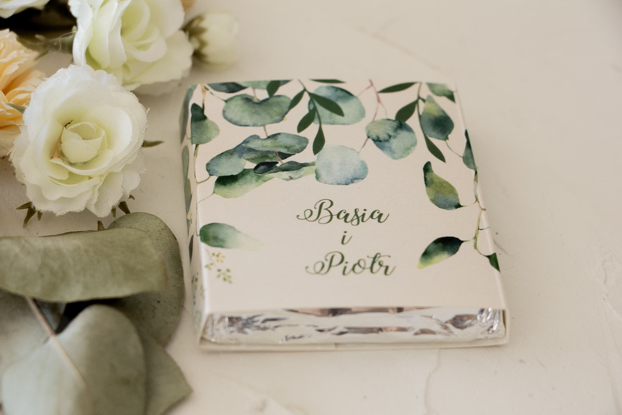 Personalisierte Hochzeits-Schokolade Eukalyptus | Botanische Gastgeschenke | Kollektion Korani Nr. 3