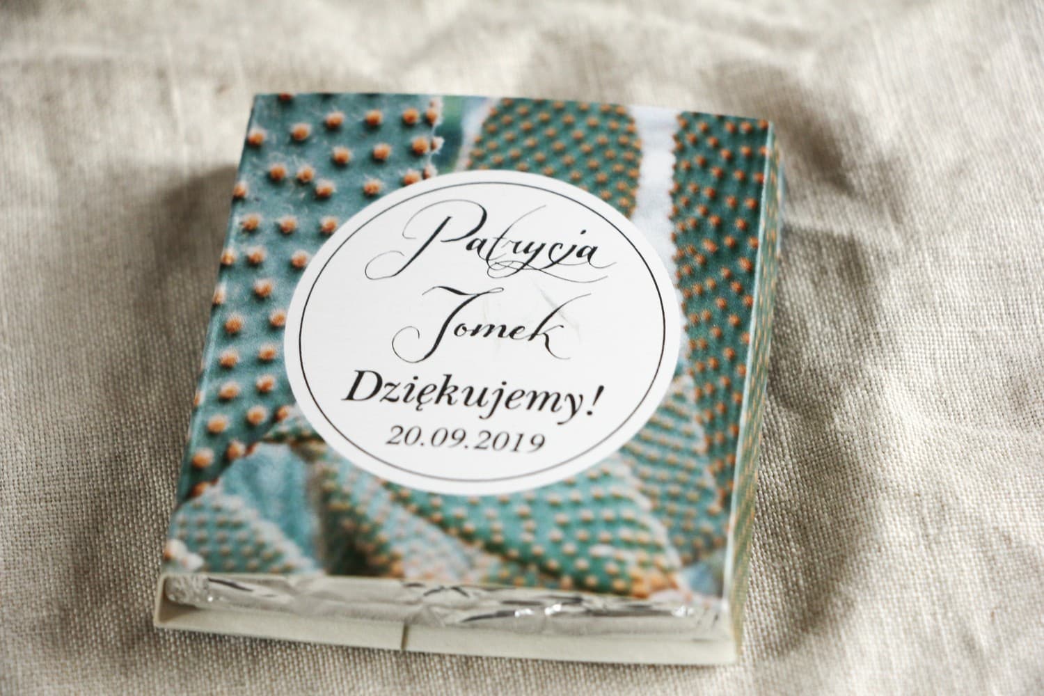 Hochzeits-Schokoladen mit Kaktus-Motiv | Personalisierte Gastgeschenke | Botanik Nr. 4