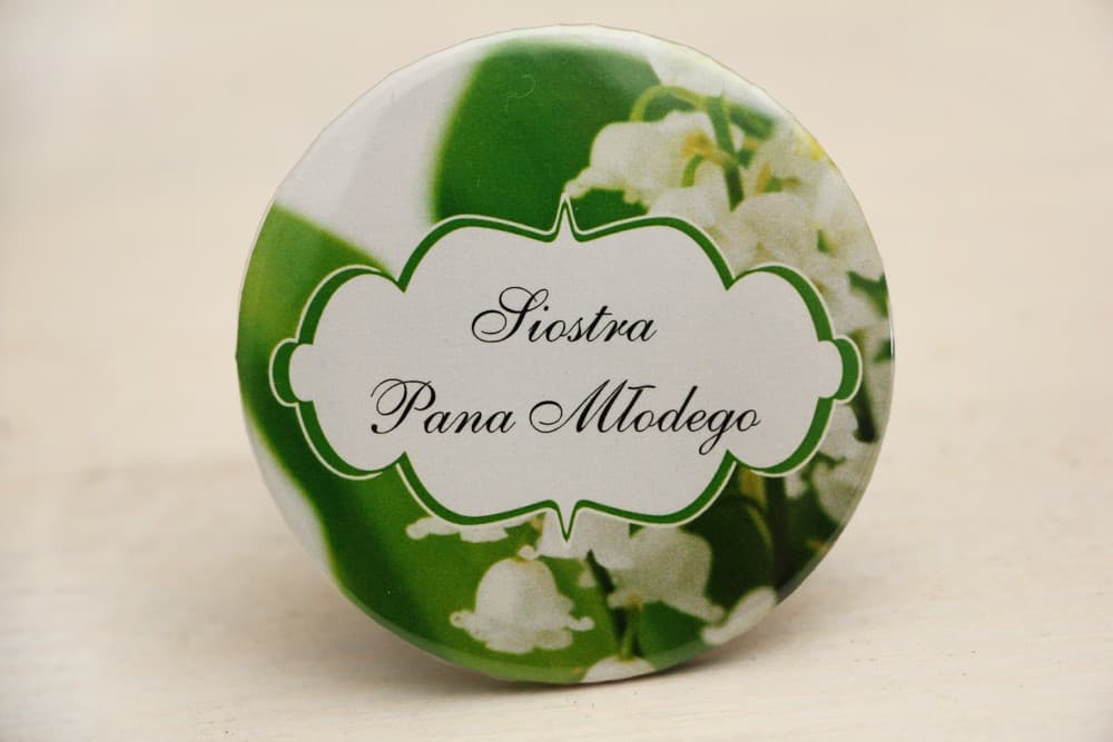 Buttons mit Maiglöckchen Personalisierte Tischkarten Namensschilder | Hochzeitsbuttons Anstecker | Felicja Nr. 3