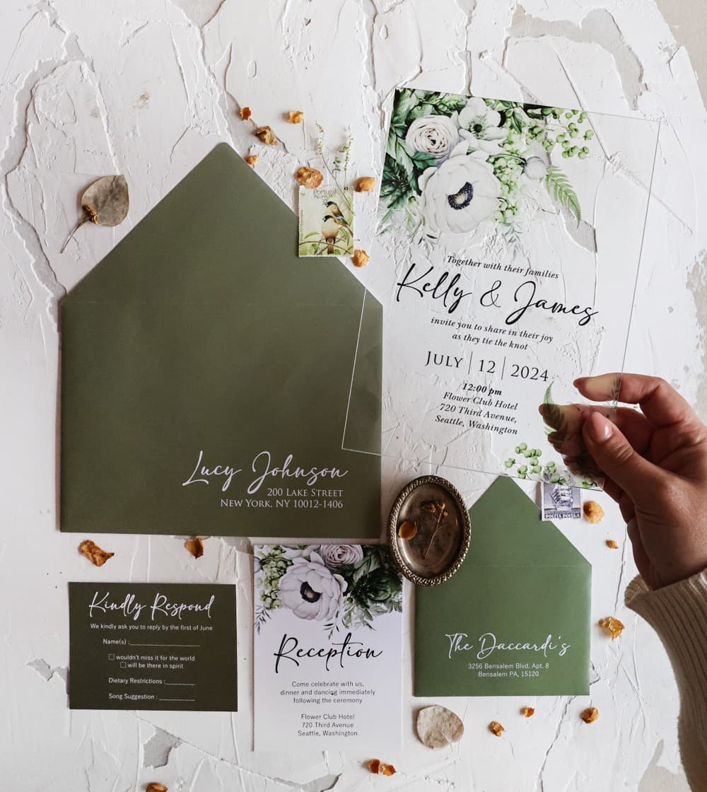 Hochzeitseinladungen auf Glas Korani Nr. 15 – Weiße Anemonen - 3