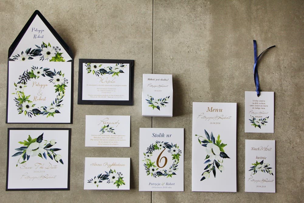 Hochzeitseinladung Cykade Nr. 3 – Dunkelblau und Vergoldung - 2