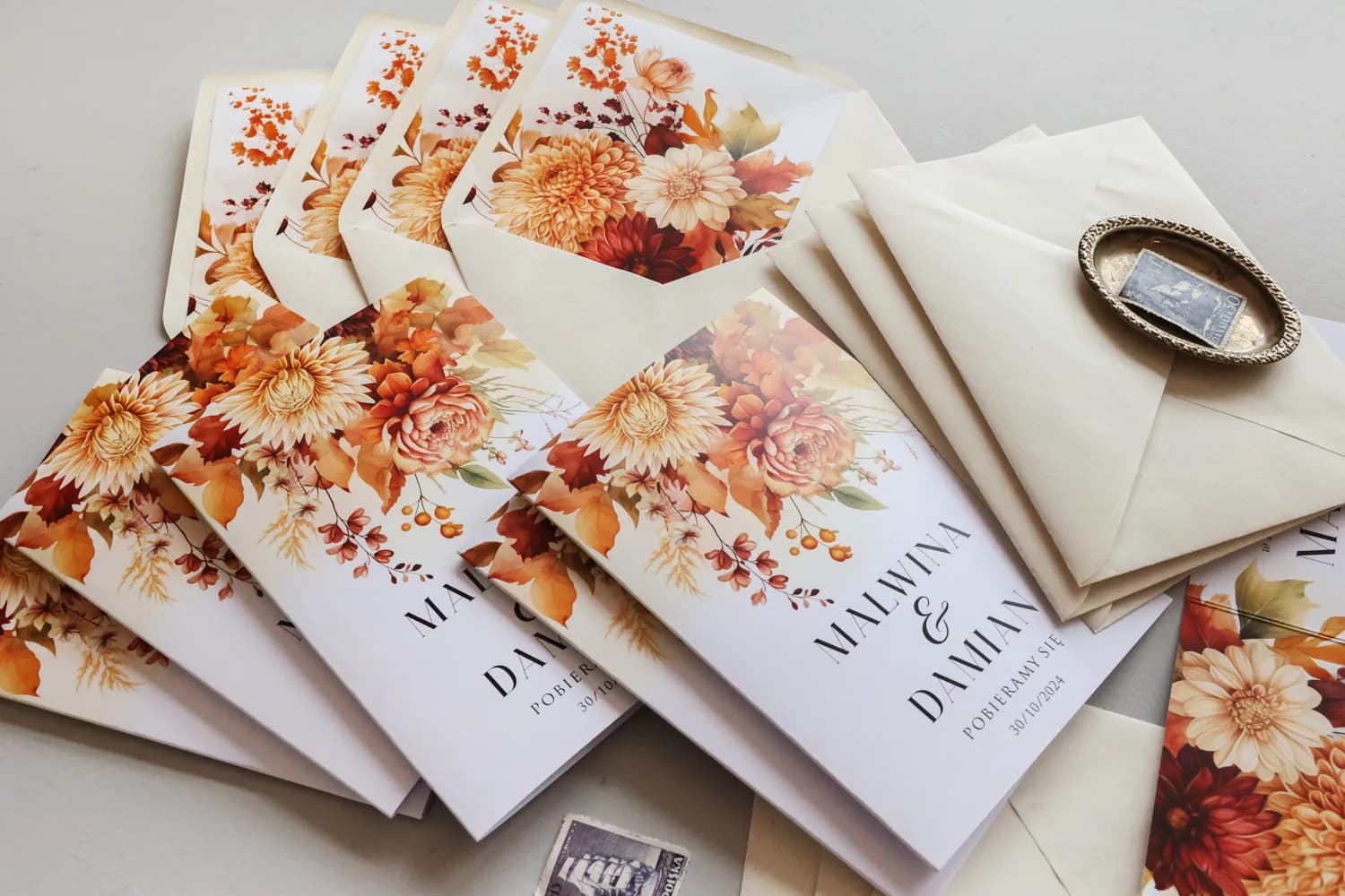 Rustikale Hochzeitseinladungen Impresja Nr. 2 – Herbstblumen - 2