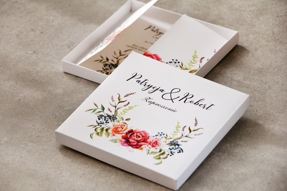 Hochzeitseinladungen in der Box Pistacjowe Nr. 11 – Rosenbouquet - 3