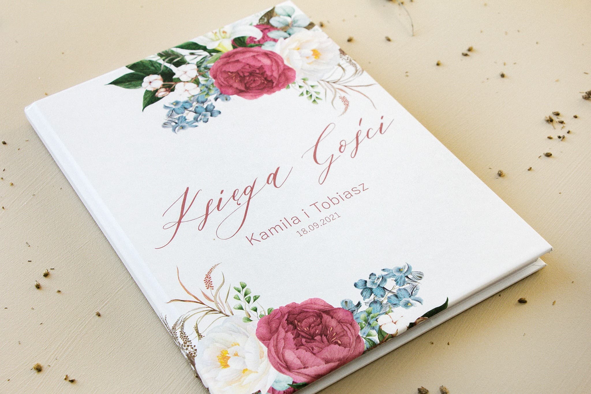 Personalisiertes Gästebuch mit Rosen & Blumen | Elegantes Hochzeitsgästebuch | Opal Nr. 10 - 2