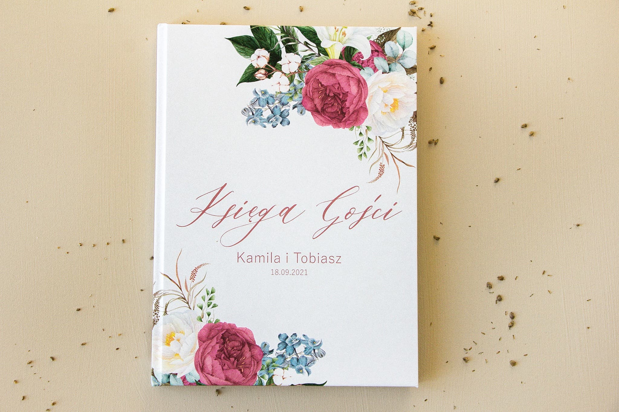 Personalisiertes Gästebuch mit Rosen & Blumen | Elegantes Hochzeitsgästebuch | Opal Nr. 10 - 3