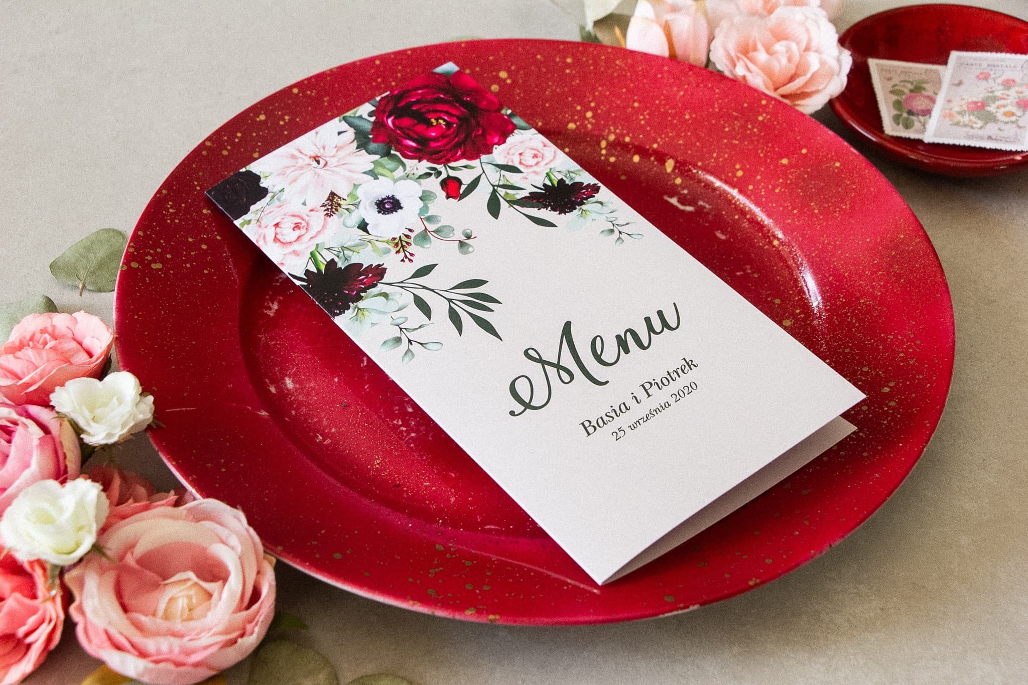 Elegantes Hochzeitsmenü mit Dahlien & Anemonen | Personalisierte Menükarten | Korani Nr. 4