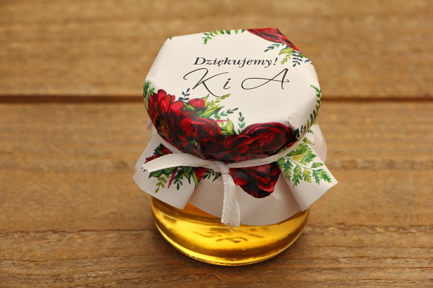 Polish Honey Jar Kalia No. 7 – Sweet Wedding Favour with Burgundy Peony