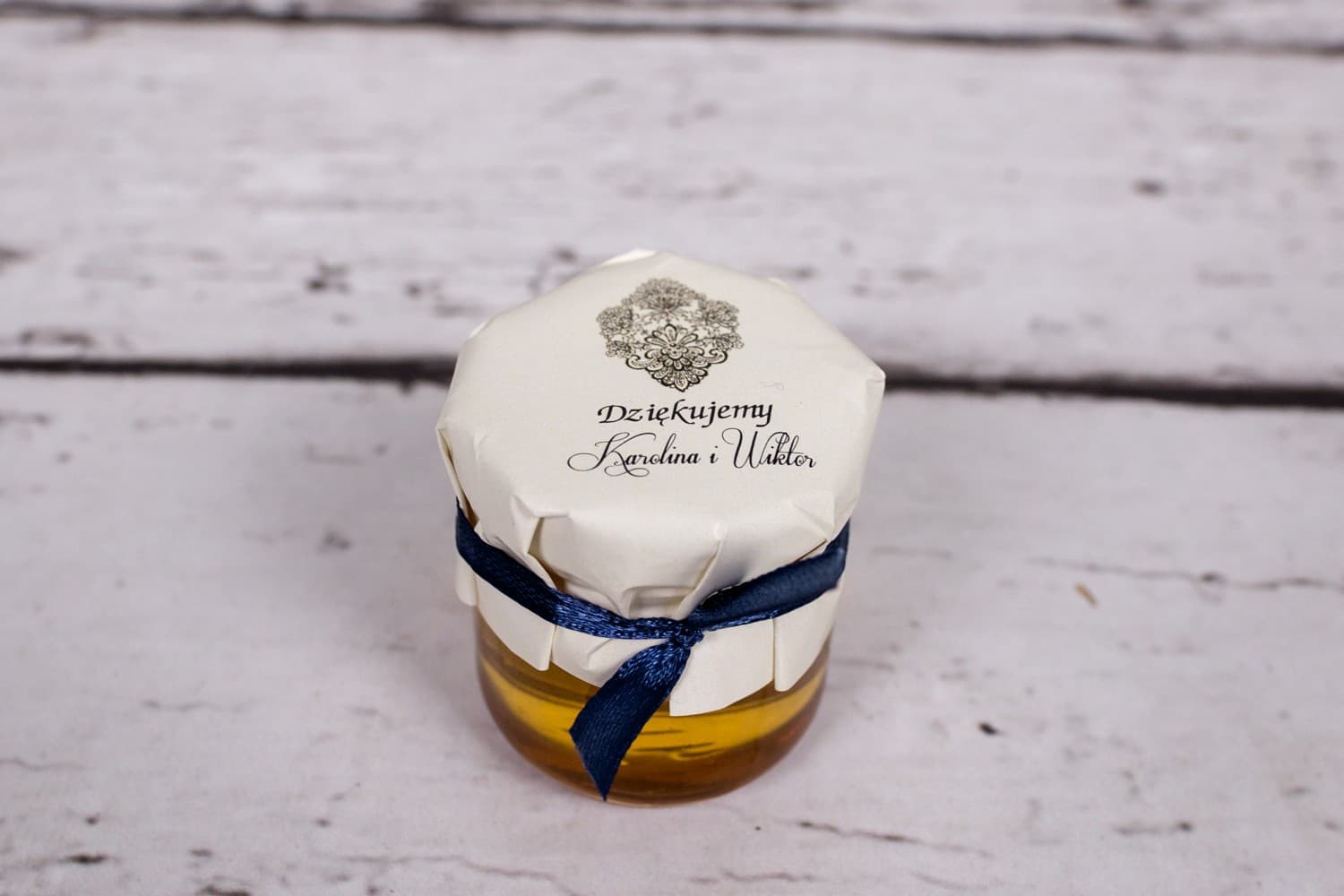 Polish Honey Jar Moreno No. 8 – Natural Wedding Favour with Artistic Graphics