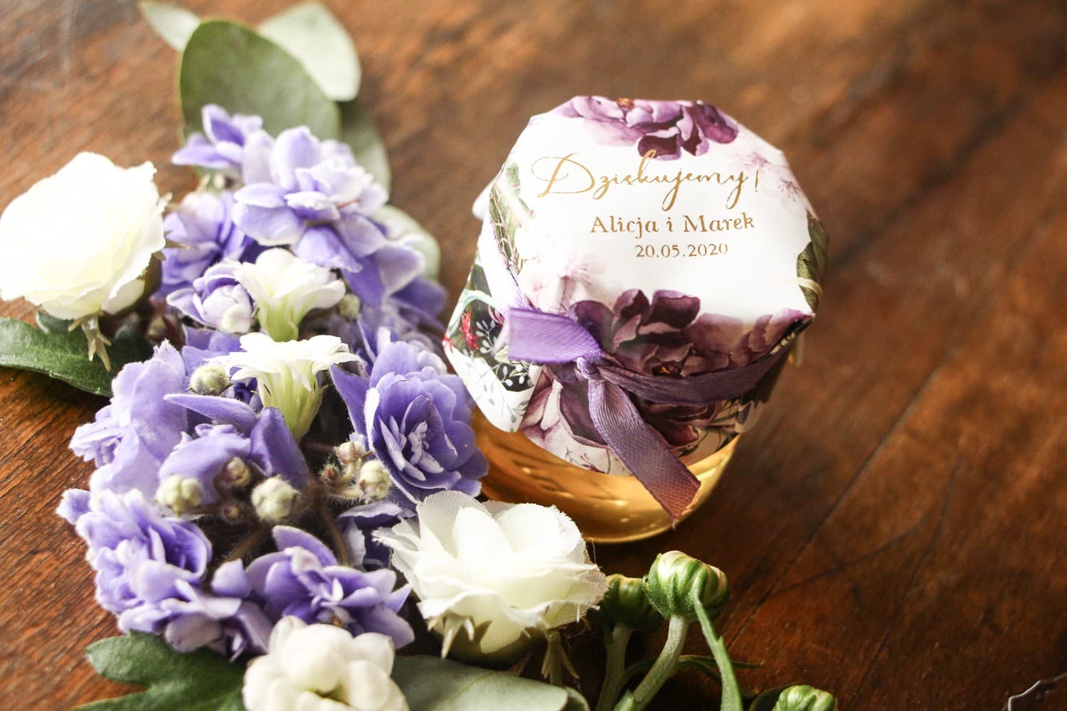 Gold Foiled Wedding Honey Jars Soreli No. 4 – Elegant Lavender Favours