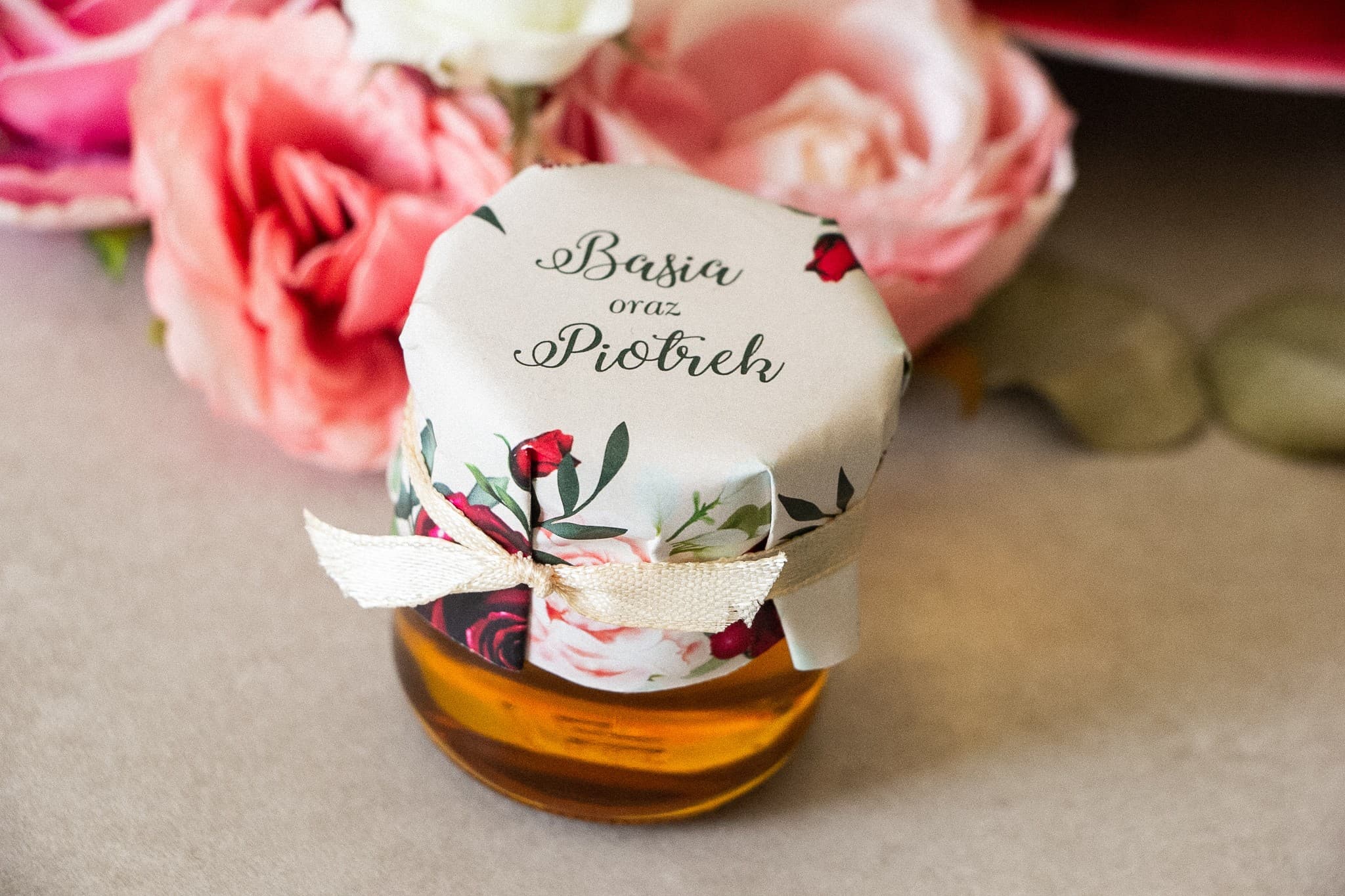 Polish Honey Jar Korani No. 4 – Sweet Wedding Favour with Pastel Dahlia