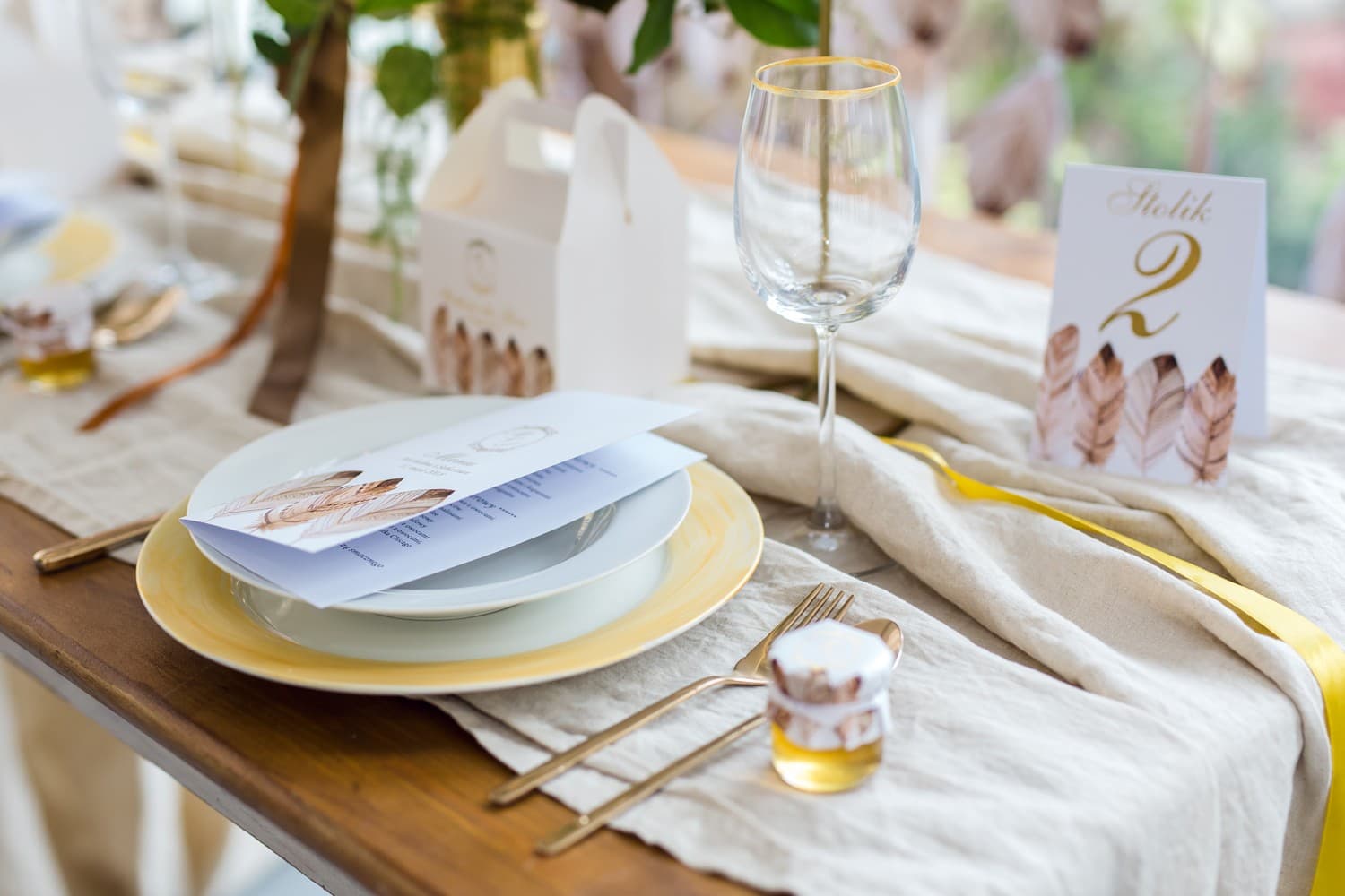 Hochzeitshonig Sorento Nr. 10 – Polnischer Honig mit goldenem Federmotiv - 2