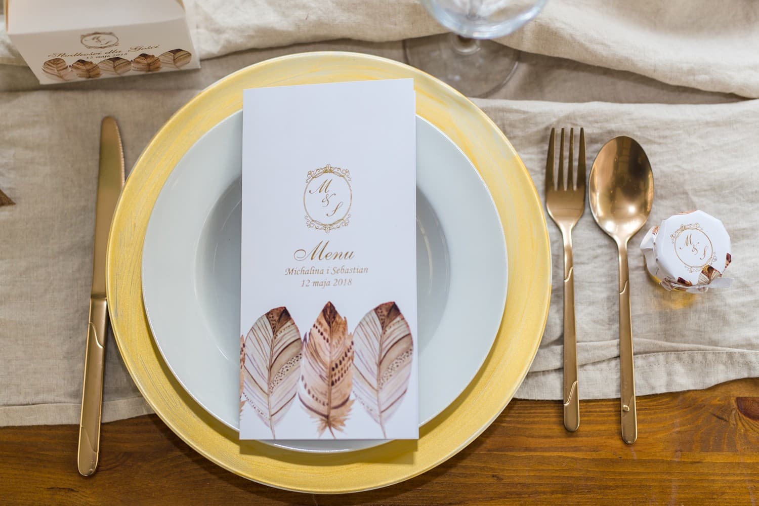 Hochzeitshonig Sorento Nr. 10 – Polnischer Honig mit goldenem Federmotiv - 3