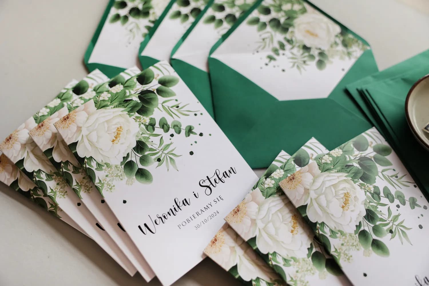 Botanical Wedding Invitations Impresja No. 11 – Eucalyptus and White Roses - 2