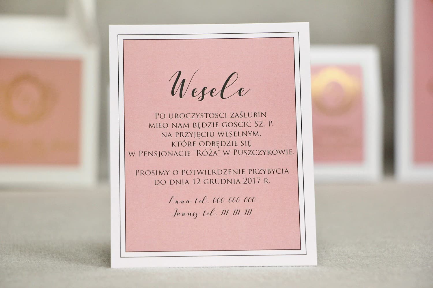Wedding Invitation Information Card Powder Pink | Wishing Well, Money Poem | Sonata No. 2