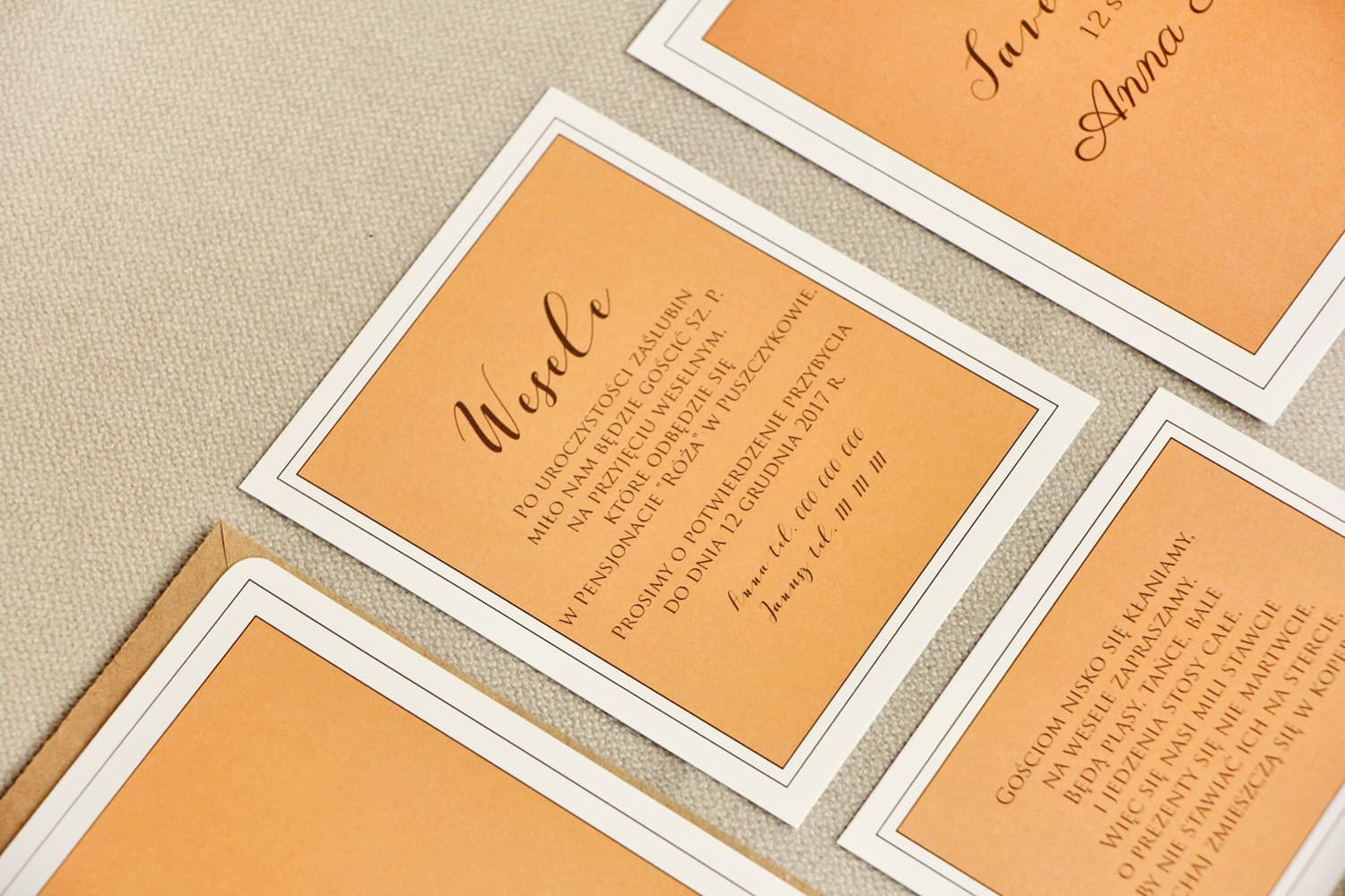 Wedding Invitation Insert, Money Request | Orange Information Card | Sonata No. 8