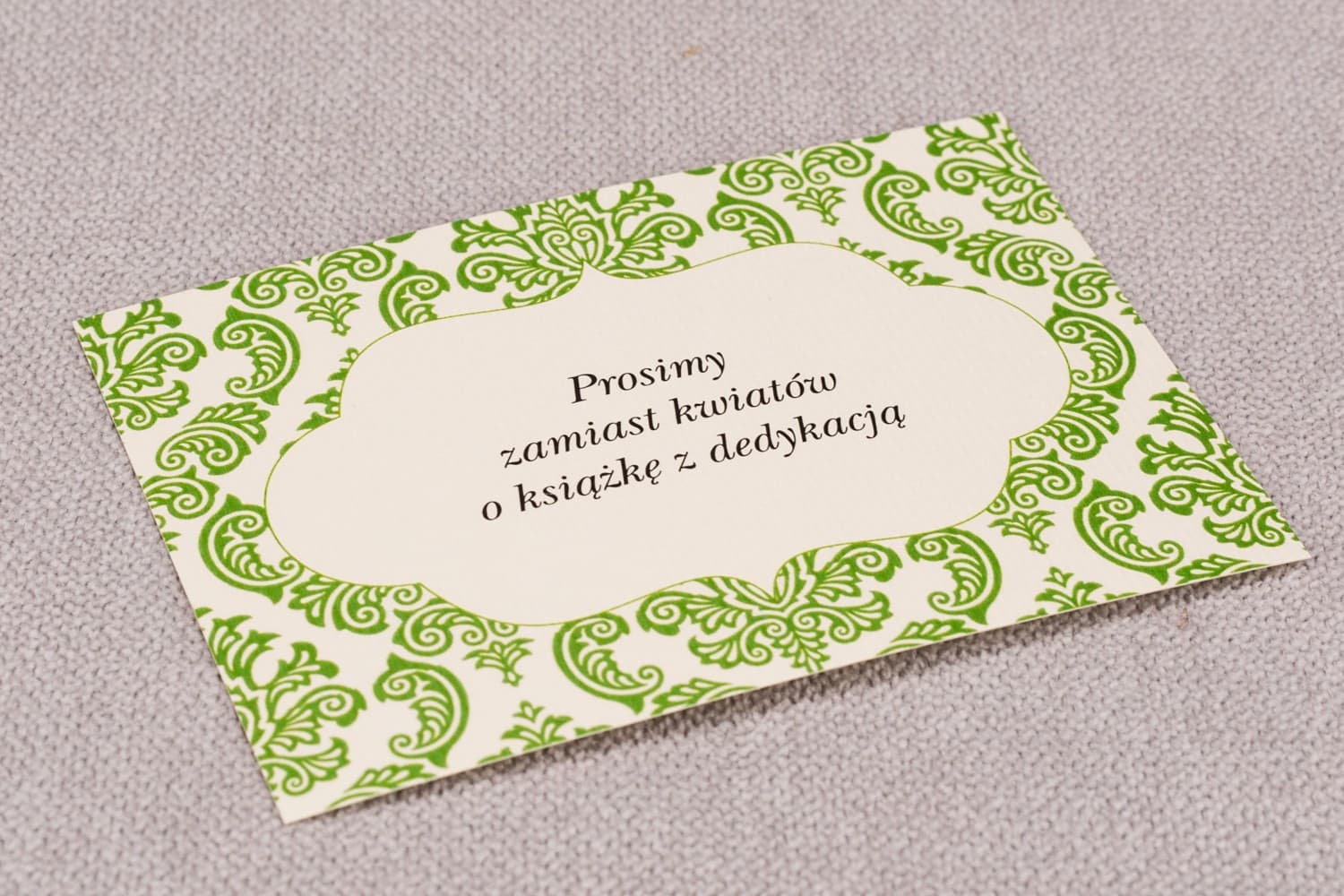 Grüne Informationskarten für Hochzeitseinladungen | Geschenkreime, RSVP | Madras Nr. 3