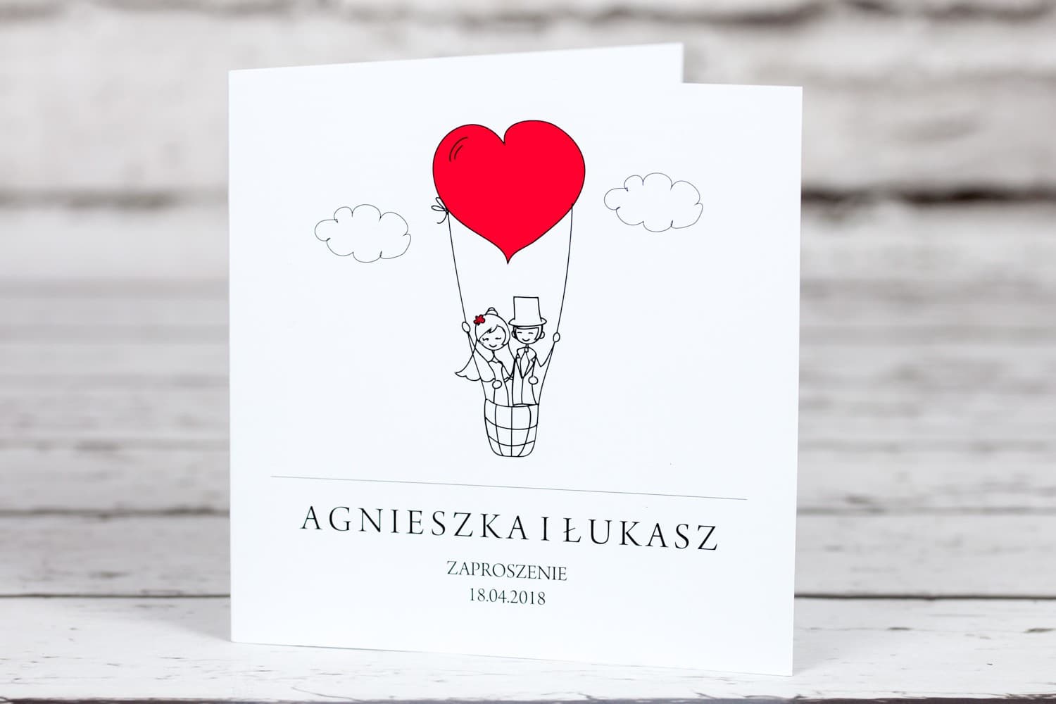 Invitaciones de Boda Divertidas con Dibujo de Pareja en Globo Bueno nº 1