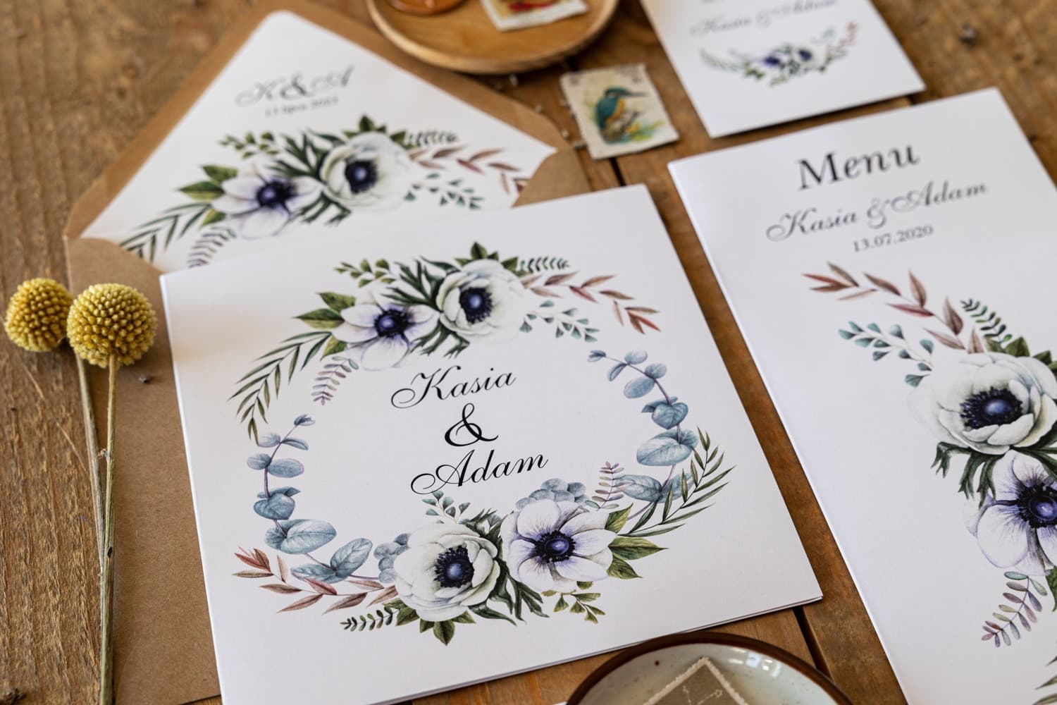 Diseño de invitación de boda con flores blancas - Kalia nº 3