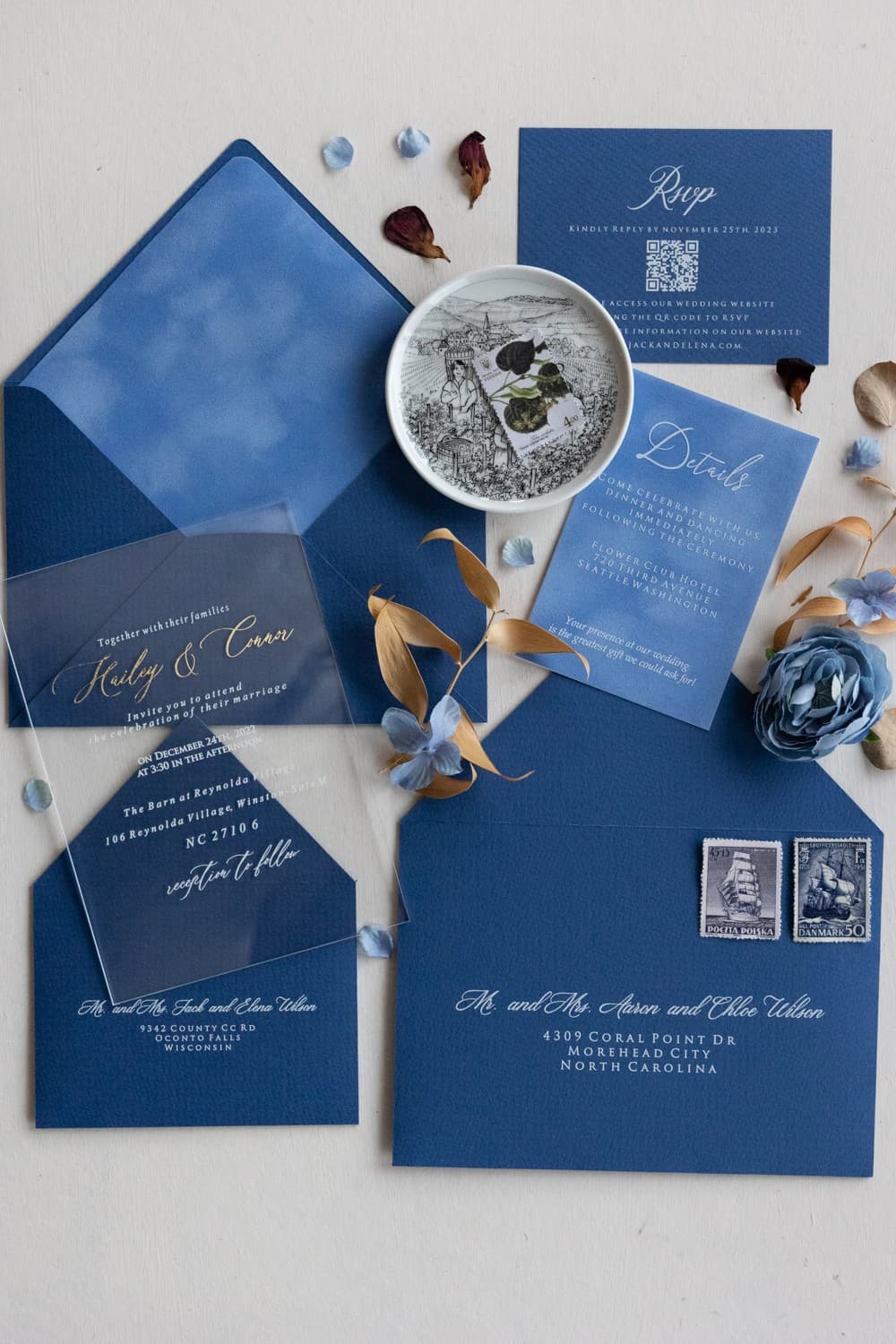 Invitaciones de boda de terciopelo con detalles dorados - Terciopelo nº 1