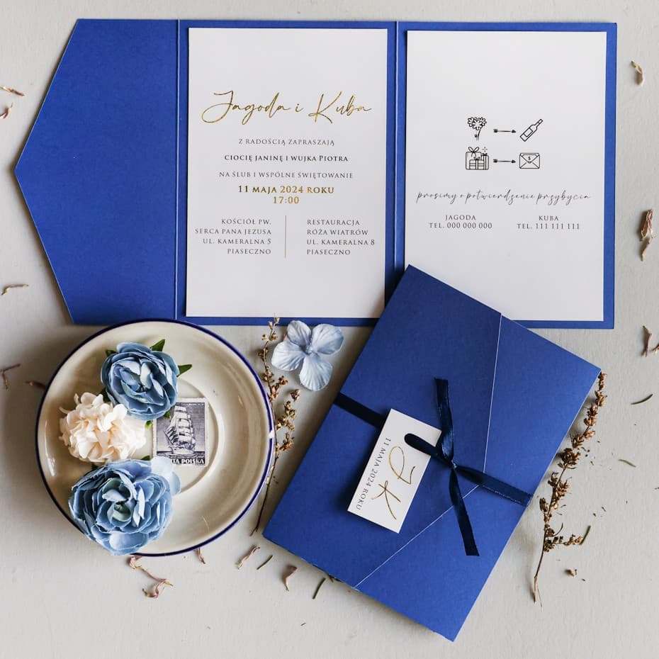 Invitaciones de Boda Glamour – Avril nº 7 en Color Azul Real