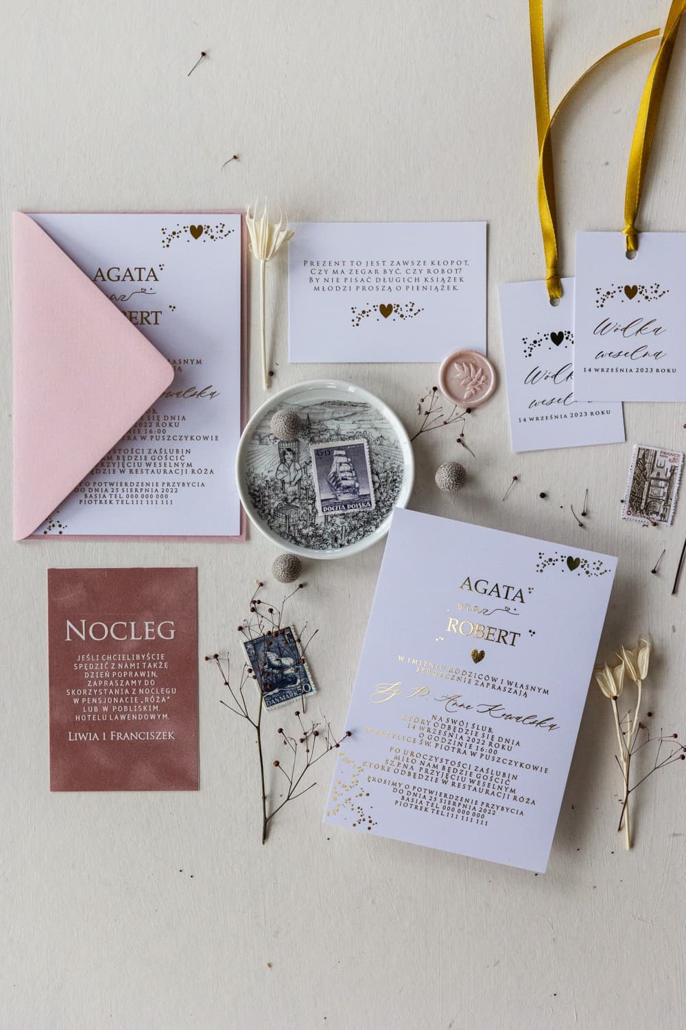 Invitaciones de Boda Minimalistas Simple nº 3 – Dorados y Acuarelas