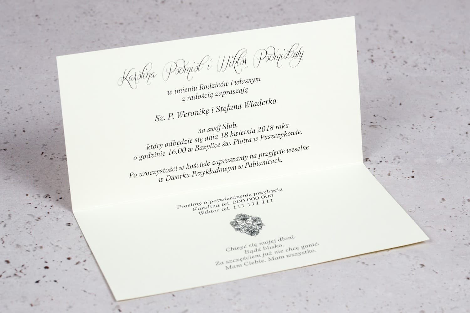 Interior de la invitación de boda Moreno n.º 3 - diseño elegante con acabado de alta calidad