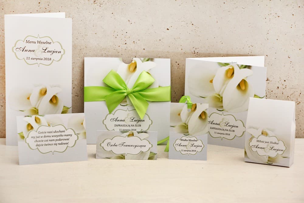 Invitación de boda con complementos - Felicja nº 5 - Delicadas calas blancas