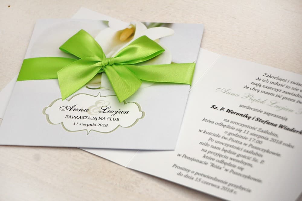 Invitación de boda, diseño elegante con calas - Felicja nº 5 - Delicadas calas blancas