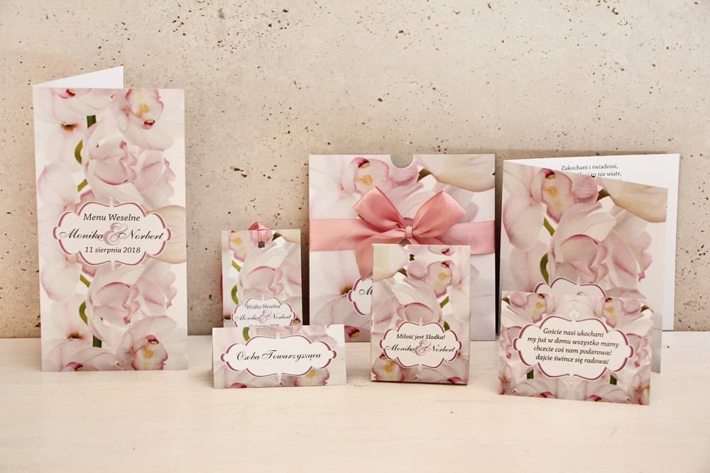 Invitación de boda con accesorios - Felicja nº 6 - Orquídeas rosa claro