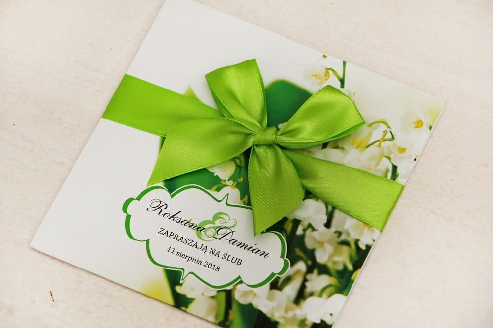 Invitación de boda floral con lazo - Felicja nº 3 - Lirios del valle primaverales