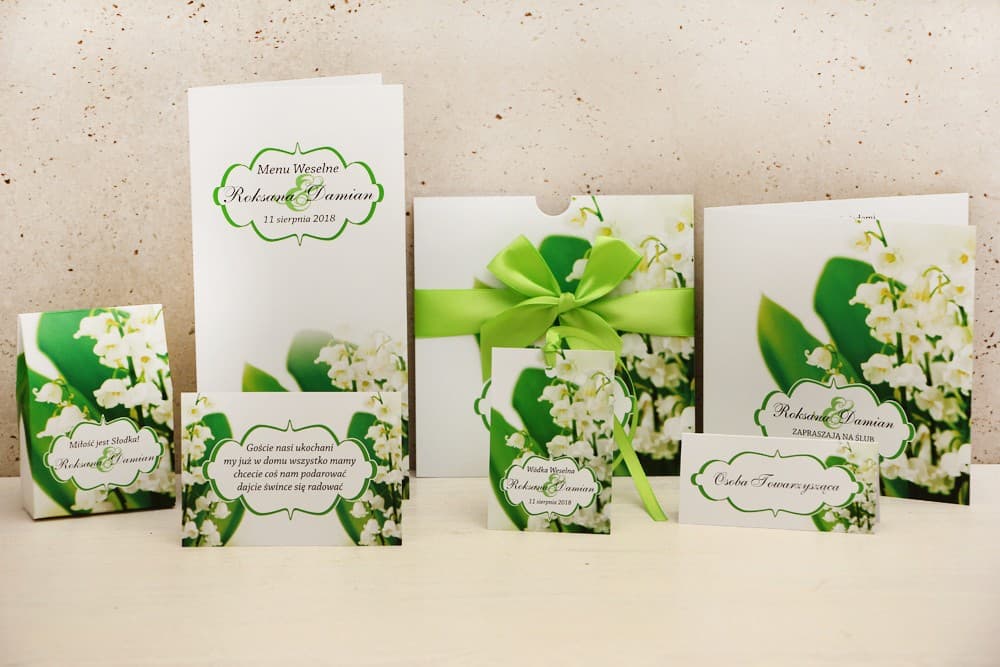 Invitación de boda con accesorios - Felicja nº 3 - Lirios del valle blancos