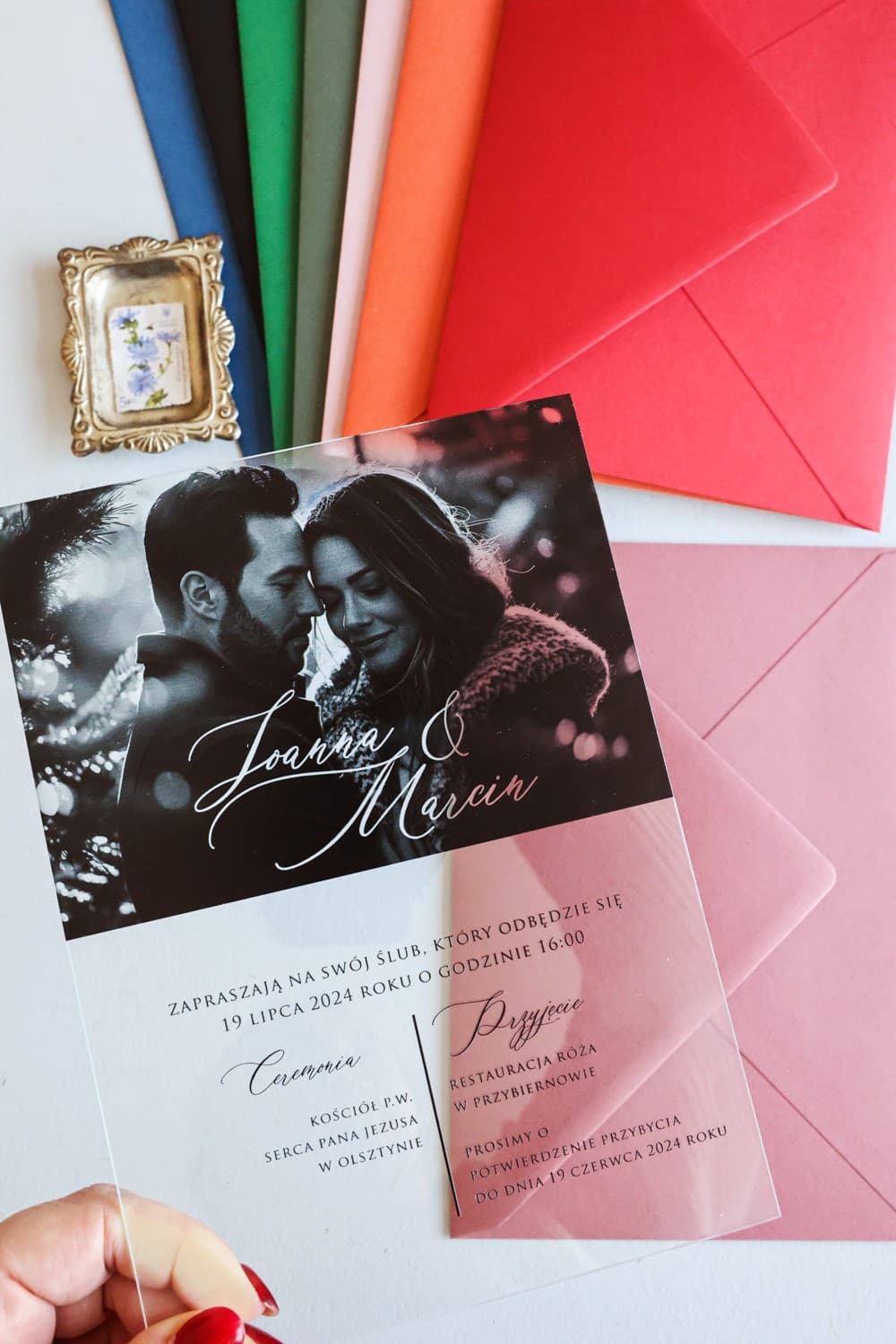 Invitaciones de boda en vidrio con foto de los novios Korani nº 27 Amelia Wedding