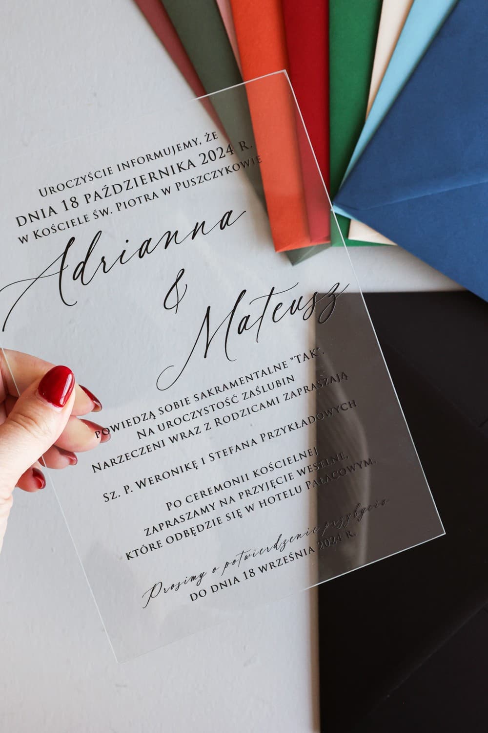 Invitaciones de boda transparentes en vidrio Korani nº 26 minimalistas Amelia Wedding