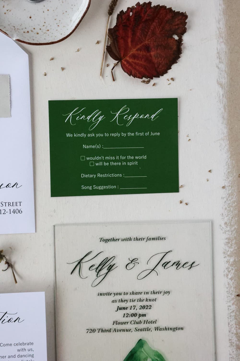 Invitaciones modernas acrílicas Korani nº 20 impresión UV Amelia Wedding