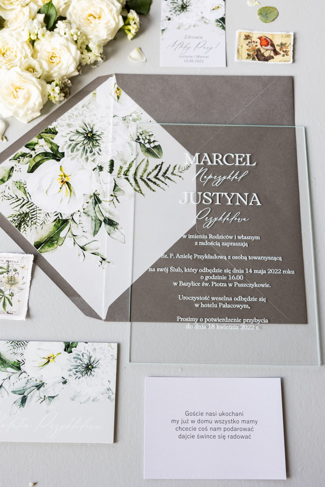 Invitación de Boda en Vidrio Soft n.º 4 – Estilo Minimalista