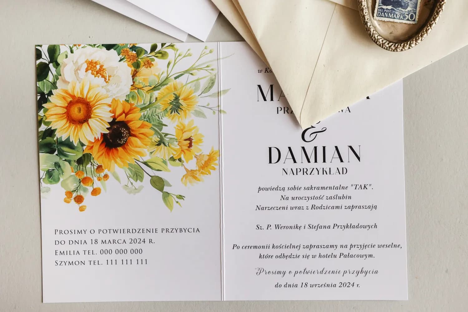 Invitaciones de boda abiertas Impresión n.º 5 interior con texto Amelia Wedding