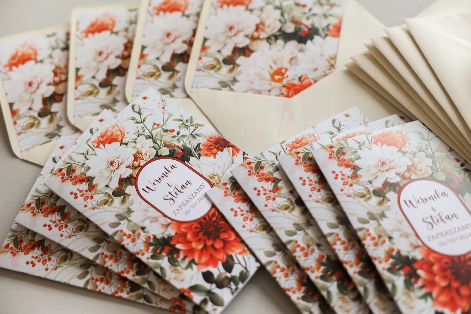 Invitaciones para boda de estilo rústico con flores de otoño Amelia Wedding
