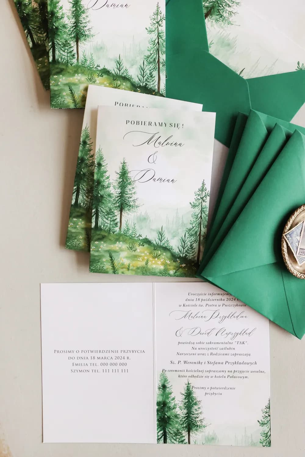 Invitaciones de boda de bosque Impresja n.º 8 bosque nublado de Amelia Wedding