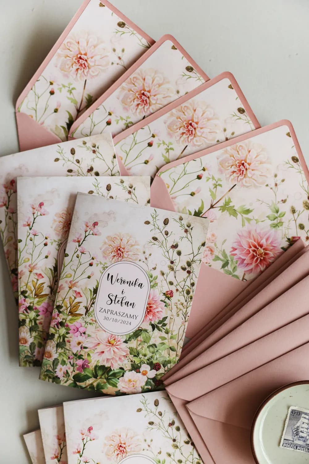 Set de papelería de boda Impresja nº 13 sobres con forro Amelia Wedding