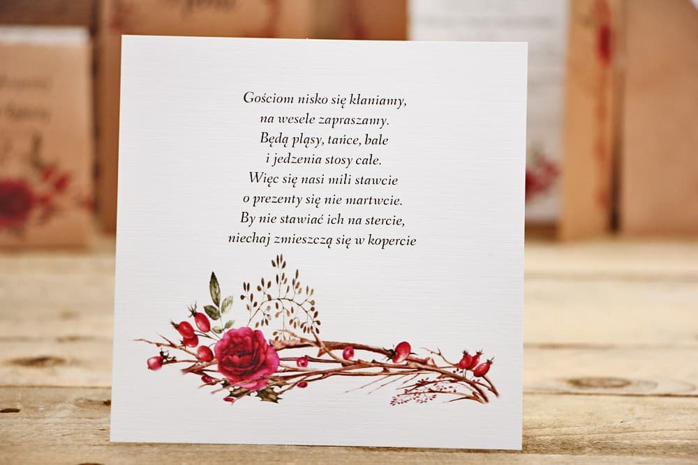 Winter Forest Wedding Invitation Card | RSVP Insert, Money Poem | Forest Fruits No. 7