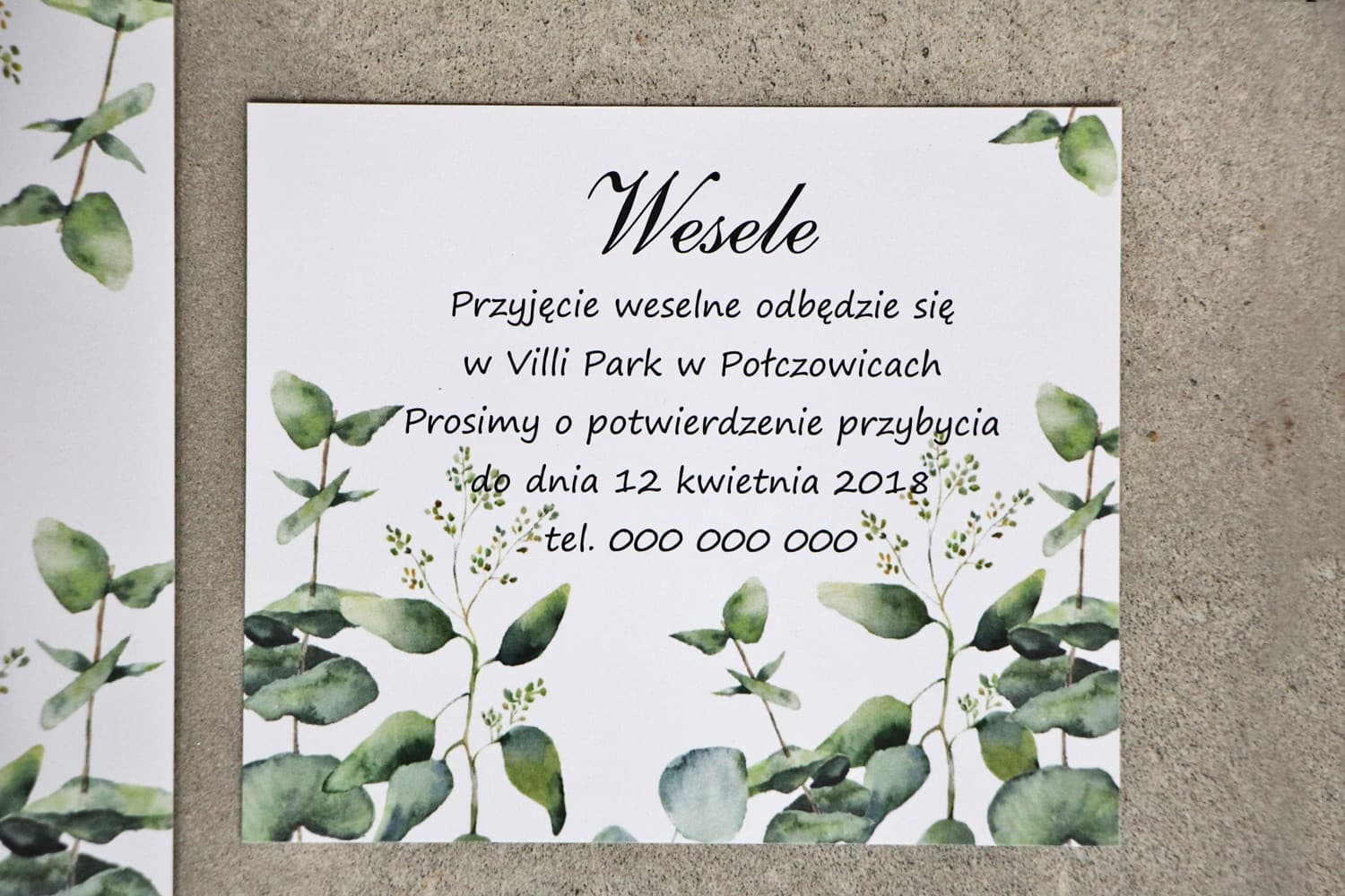 Eucalyptus Invitation Insert Cards | Green Wedding Information Cards | Sorento No. 9