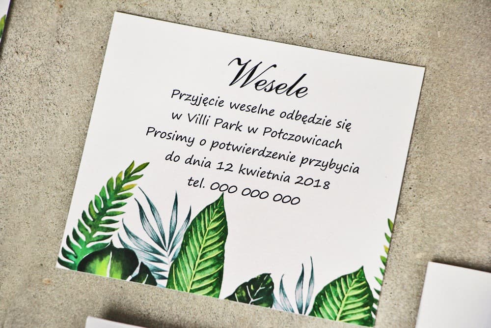 Greenery Tropical Leaf Invitation Insert | Wedding Information Card | Sorento No. 12