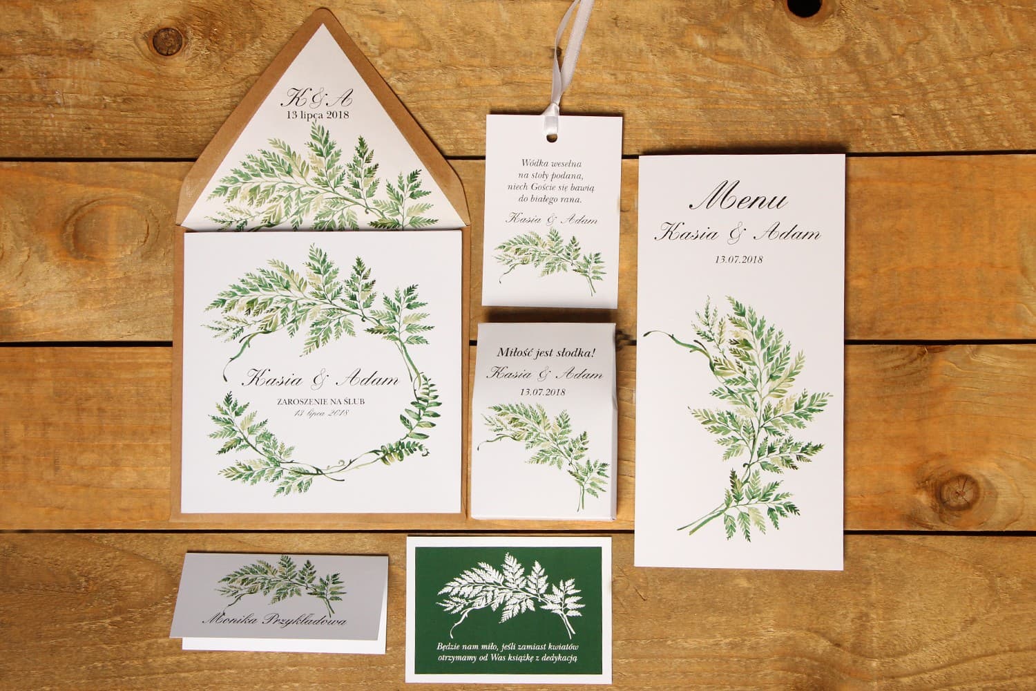 Greenery Wedding Invitation Samples | Stationery Sample Pack with Discount Voucher | Kalia No. 1